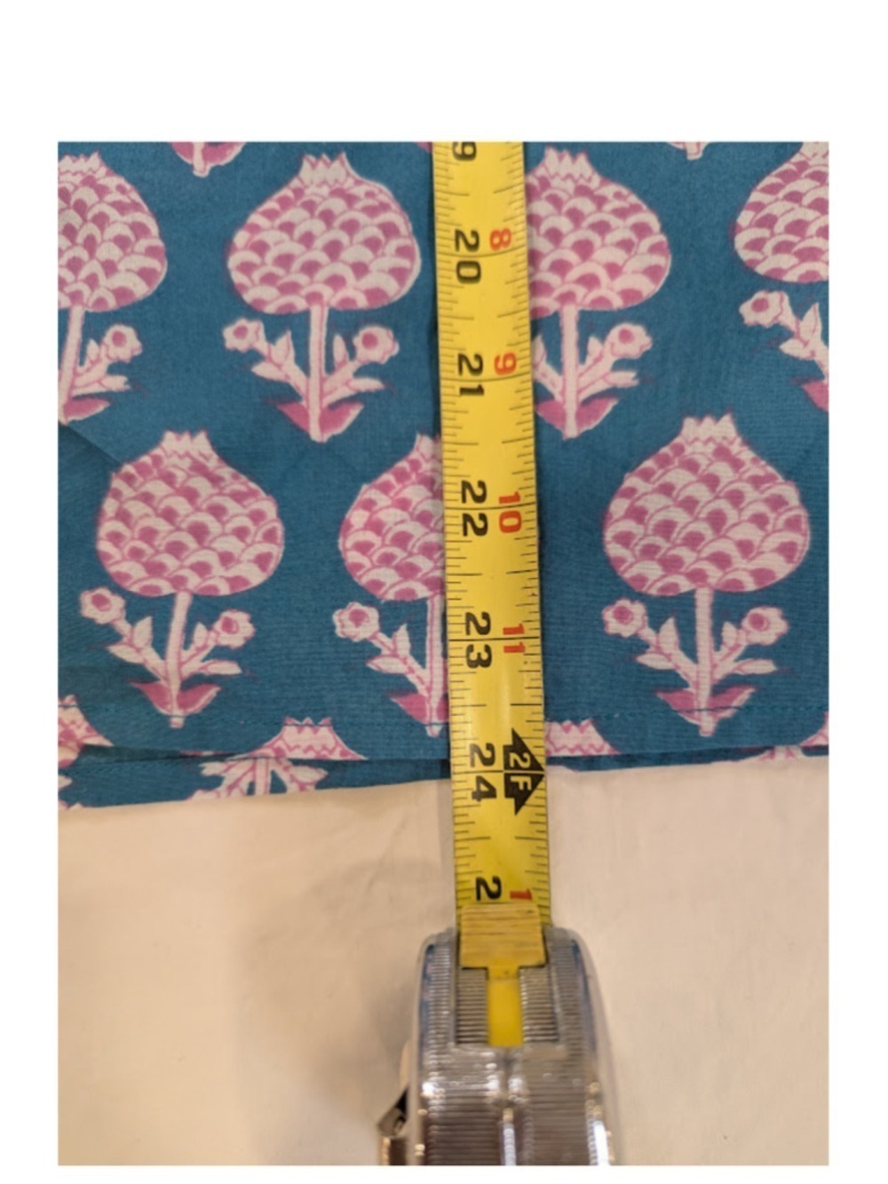 Pomegranate Block Print Boho Cottagecore Cotton Blouse Turquoise Pink Artisan To - Picture 8 of 13